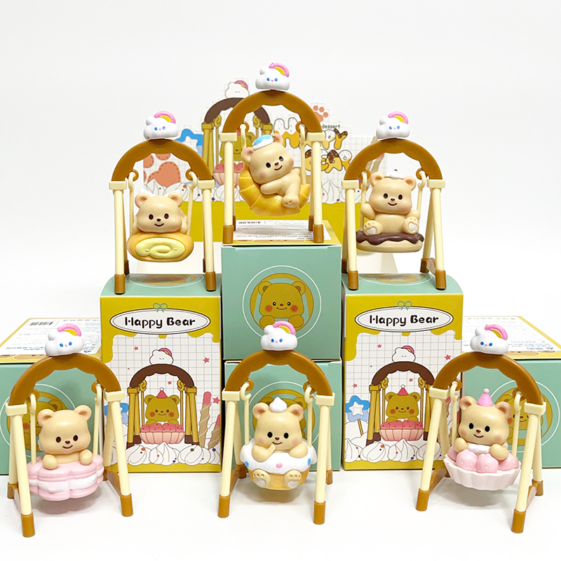 New Style 6PCS/SET 10CM Butter Bear Decoration Small Ornaments Swing Version Anime Figure Mystery Blind Box PVC Cartoon Toy