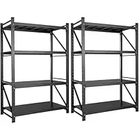 Étagère <span class=keywords><strong>de</strong></span> stockage industrielle robuste à 4 niveaux en acier, réglable, en métal noir avec protection contre la corrosion pour entrepôts - Product Image 3