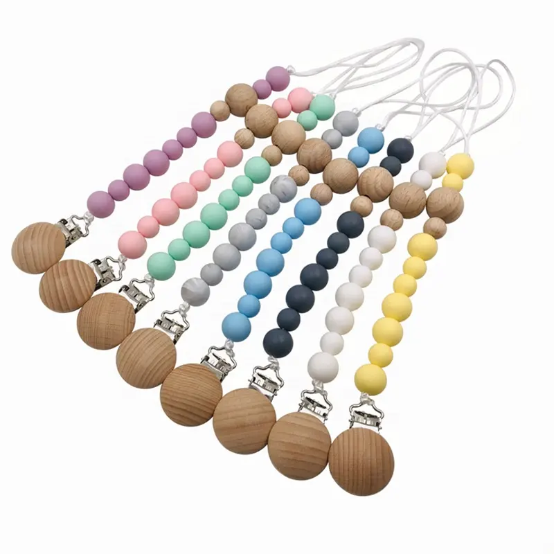 Baby Products Supplies Baby Wood Bead Pacifier Clips For Baby Newborn Infant