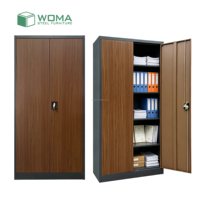 Archivador Metálico con Acabado Imitación Madera, Moderno, con Estantes Ajustables, para Oficina, Garaje, Hogar y Escuela