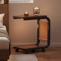 Table d'appoint pour ordinateur portable, style simple, pour salon, plateau en bois, structure en métal, table basse