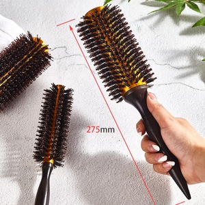<span class=keywords><strong>Brosse</strong></span> <span class=keywords><strong>ronde</strong></span> professionnelle en bois antique pour salon, avec poils de sanglier et <span class=keywords><strong>nylon</strong></span>, manche en bois - Product Image 3