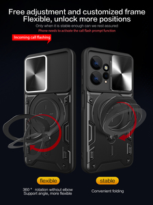 Coque de protection magnétique pour Xiaomi Redmi Note 12 4G/Redmi 12C, fenêtre coulissante avec anneau en métal - Product Image 4