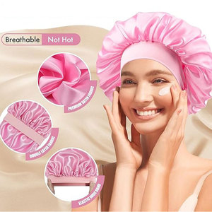 Bonnet <span class=keywords><strong>de</strong></span> nuit élastique rayé en satin imitation soie pour femme, à large bord, pour soins capillaires et beauté, toutes saisons, pour le marché international - Product Image 4