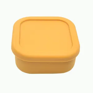 ताजगी संरक्षण सिलिकॉन स्क्वायर खाद्य भंडारण कंटेनर बीपीए मुक्त खाद्य ग्रेड सिलिकॉन लंच बॉक्स बच्चों का भोजन कंटेनर