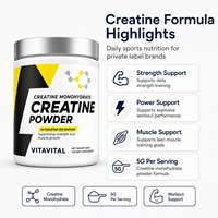 Créatine monohydrate en poudre, marque privée OEM/ODM, soutien musculaire, formule végétalienne personnalisée, complément nutritionnel sportif