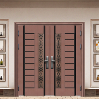 Porte double de luxe pour villa maison Porte d'entrée métallique en acier inoxydable avec fonction coupe-vent Application extérieure finie Sous-sol