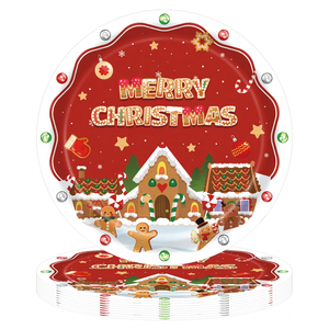 Platos, Vasos, Servilletas y Mantel Desechables de Papel con Diseño de Hombre de Jengibre para Fiesta de Navidad, Decoraciones Navideñas, Gran Venta, Ecológicos - Product Image 2
