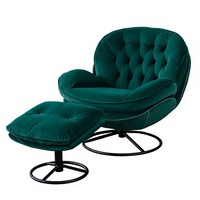 Fauteuil lounge moderne avec base en métal, repose-pieds, pivotant à 360 degrés, confortable, canapé de détente individuel - Meubles de salon pour la maison