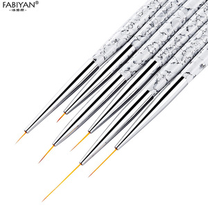 Lot de 5 pinceaux à manche métallique pour nail art, en nylon, pour gel UV, peinture acrylique et décoration de marbre - Product Image 5