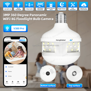 HongGlobal 3MP كشف الحركة لاسلكي مصباح إضاءة منزلي ذكي كاميرا مراقبة PTZ V380 Pro WiFi CCTV لمبة 4G كاميرا بطاقة Sim - Product Image 2