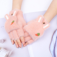 GL114 Kinder Winter Strickhandschuhe mit Freien Fingern, Schüler-Strickhandschuhe, Anpassbare Touchscreen-Strickhandschuhe
