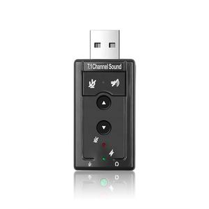 Carte son externe USB 7.1 canaux virtuelle 3D personnalisable, adaptateur audio USB 2.0 vers prise <span class=keywords><strong>jack</strong></span> 3,5 mm pour casque, noir - Product Image 1