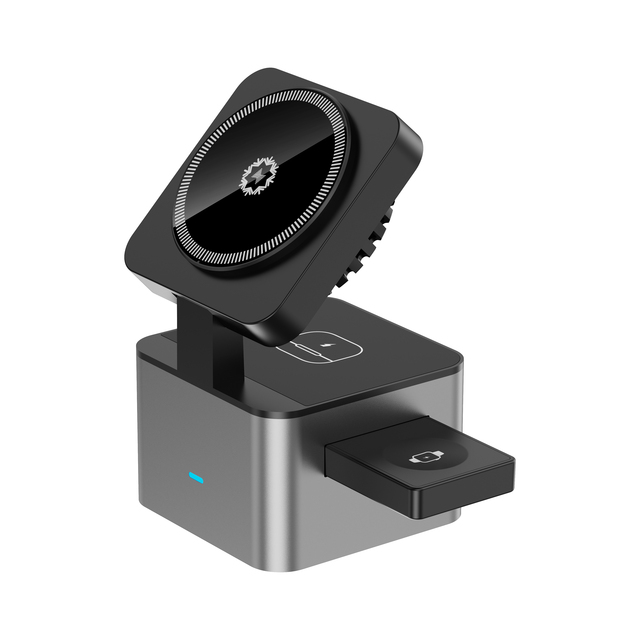 Portable 3 in 1 Magnetic Wireless Charging Station Foldable Fast Charger Dock for iPhone Smartwatch Earbuds Travel Essentials