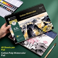 Bloc de Dibujo de Acuarela con Espiral, 8K, Papel Resistente de 160 g/m², 40 Hojas, Cuaderno de Dibujo para Clases de Arte Escolares
