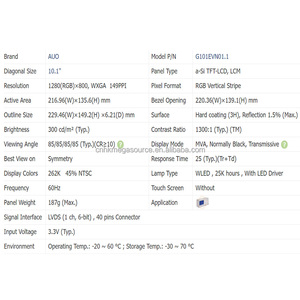 G101EVN01.1 AUO Resolución de 10,1 pulgadas 1280*800 Fuente original Pantalla industrial Nueva pantalla LCD original - Product Image 3