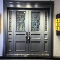 Porte d'entrée personnalisable en acier inoxydable pour villa de luxe, avec serrure intelligente antivol, isolation thermique et insonorisation, pour chambre et usage commercial