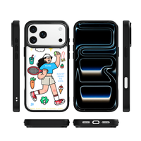 Coque de téléphone AG Feeling Black Edge avec motif Gilding Tennis Gril pour iPhone 17, 17 Pro Max, 16 Pro, 15, 15 Pro Max – Coque magnétique