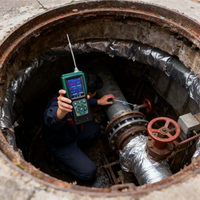 Détecteur de gaz portable 4-en-1 CH4 O2 H2S NH3, moniteur multi-gaz portatif à pompe d'aspiration pour l'entretien des égouts et des eaux usées