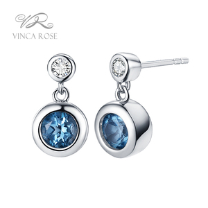 bonitas joyas personalizadas de plata esterlina 925 piedras preciosas de topacio azul natural pendientes colgantes para damas - Product Image 1
