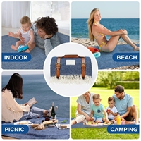 Couverture de pique-nique moderne, populaire, imperméable, légère et portable pour l'extérieur, avec un design personnalisé à pompons, idéale pour le camping et les barbecues