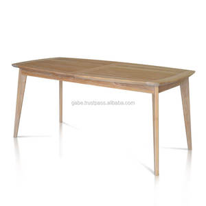 Elegant mid-century teak wood oval <b>dining</b> <b>table</b>, finely sanded with a gym <b>folded</b> design for easy extension - Product Image 1