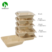 Contenants alimentaires jetables biodégradables en bambou et bagasse, résistants à l'eau et à l'huile, pour la restauration à emporter, utilisables au micro-ondes