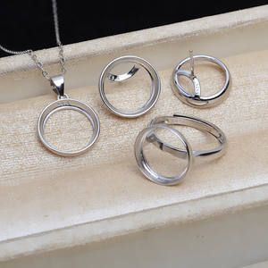 Juego de Colgante y Anillo de Plata S925 con Perla de 13.5 mm, Base Plana de Mármol, Accesorios para DIY, Joyería Fina 5283 - Product Image 2