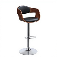 Chaise de bar moderne réglable avec siège en cuir PU, dossier incurvé, pivotante, pour bar à domicile et salle à manger