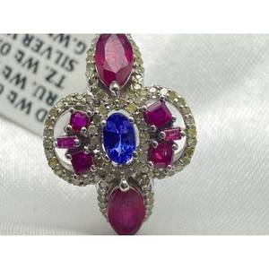 Nuevo Anillo de Lujo Más Vendido con RUBÍ y TANZANITA, Plata de Ley 925, Regalo para Fiestas, Bodas, Compromisos, Ceremonias Religiosas y Eventos - Product Image 5