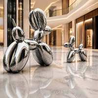 Sculpture de chien ballon abstraite moderne en acier inoxydable poli sur mesure pour la décoration de hall d'hôtel et de centre commercial de luxe