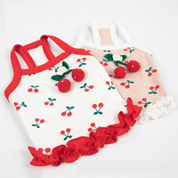 Vêtements d'été pour petits et moyens chiens Sweet Cherry Print Lovable Dog Pet Vest Spring Dog Clothes Wholesale