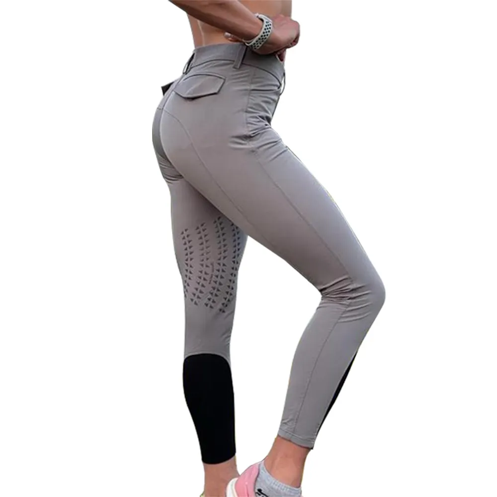 Conception personnalisée logo équestre leggings taille haute femmes pantalon anti-dérapant silicone Jodhpurs équitation compétition culotte