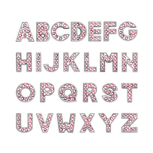 Abalorios de letras en inglés con deslizador hueco de diamantes de imitación metálicos brillantes a través de pulsera de 8mm - Product Image 2