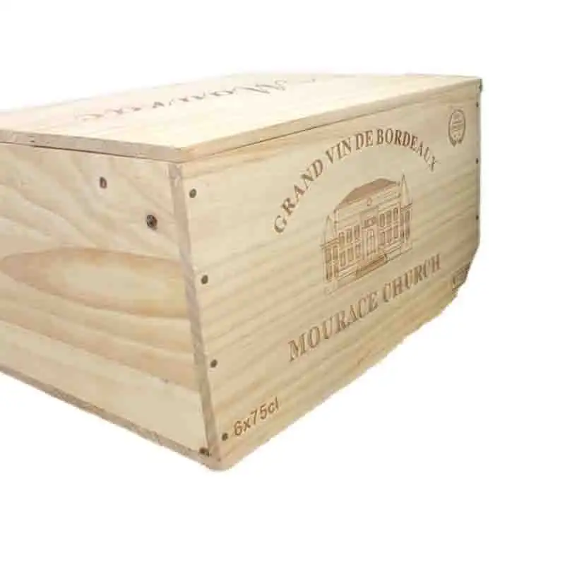 Europe Hot Selling Vintage Solid Pine Wooden Wine Crate For 6 Bottle
