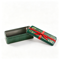 Boîte en métal pour cadeaux de Noël, boîte rectangulaire en métal pour biscuits avec ruban rouge, boîte en métal de qualité alimentaire pour chocolat, bonbons, emballage de Noël