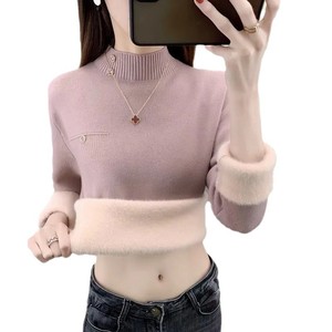<span class=keywords><strong>Pull</strong></span> en tricot pour <span class=keywords><strong>femme</strong></span>, automne-hiver, épais, en <span class=keywords><strong>polaire</strong></span> intégrée, <span class=keywords><strong>grande</strong></span> <span class=keywords><strong>taille</strong></span>, col semi-montant, <span class=keywords><strong>pull</strong></span> de base - Product Image 5