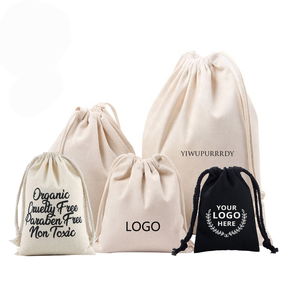 Custom Recycled Size Small Large Reusable White Muslin Cloth Dust Pouch Cotton Canvas Drawstring <b>Bag</b> With Logo Double <b>String</b> - Product Image 2