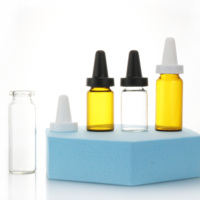 Botol kaca kecil transparan amber, botol kosong Perawatan Kulit medis, botol cairan obat bening steril