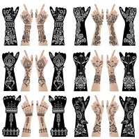 Kit de 12 pochoirs autocollants pour tatouages au henné, écologiques et non toxiques, modèles de tatouages temporaires indiens et arabes pour la main et le bras