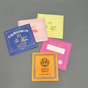 Stampa personalizzata bustina di tè confezione 2g 3g sigillo tre lato bustina interna compostabile carta Kraft Pla Pouch per bustine di tè verde