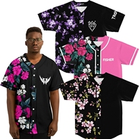 Maillot de baseball de conception de fleur nouvellement personnalisé pur logo et nom personnalisés Baseball Softball porter des manches courtes bouton complet