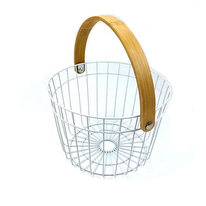 Bột lớp phủ Trái Cây Rau container dây sắt giỏ trái cây giỏ lưu trữ tre xử lý xách tay giỏ trái cây - Product Image 3