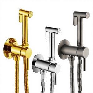 <span class=keywords><strong>PINEBAY</strong></span> Ensemble de douche mural moderne en laiton chromé poli avec douchette à main, pulvérisateur de bidet et robinet d'angle, écologique, pour usage hôtelier - Product Image 4