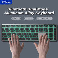 JOMAA Keyboard dan Mouse Nirkabel dengan Lampu Latar, Mouse Isi Ulang Multi-Perangkat dan Set Keyboard dari Paduan Aluminium untuk Laptop Tablet PC