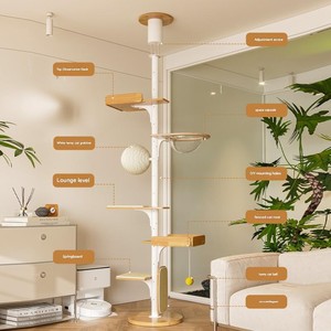 Torre per Gatti Stabile da Soffitto in Legno Massiccio, Multistrato, Vendita Diretta dalla Fabbrica, Supporto Universale per Animali Domestici di Grandi Dimensioni - Product Image 1