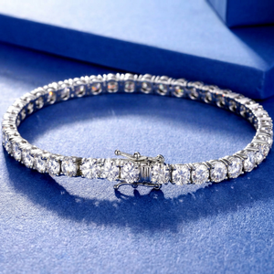 Tennis Bracelet Women's 925 Silver Rhodium Plated Round Brilliant Cut Diamond Channel Setting Classic Wedding Jewelry - Product Image 1