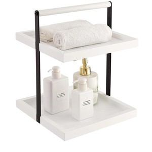 <b>Bathroom</b> Storage Rack 2 Tier White Freestanding Shelf For Toiletries And <b>Bathroom</b> <b>Accessories</b> - Product Image 5