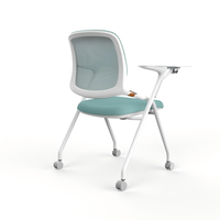Chaise de conférence ergonomique en maille au design moderne, dossier réglable, chaise de conférence pliable avec tablette d'écriture