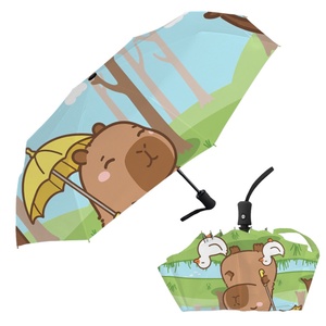 Capybara Full-Color Printed <b>Windproof</b> 3-Fold <b>Umbrella</b> OEM Photo Print Easy-Carry Pongee Rain <b>Umbrellas</b> Wholesale Sale - Product Image 1